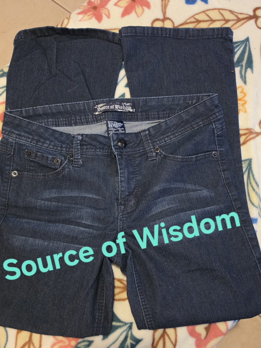 Source of Wisdom Dark Wash Jeans - Blue